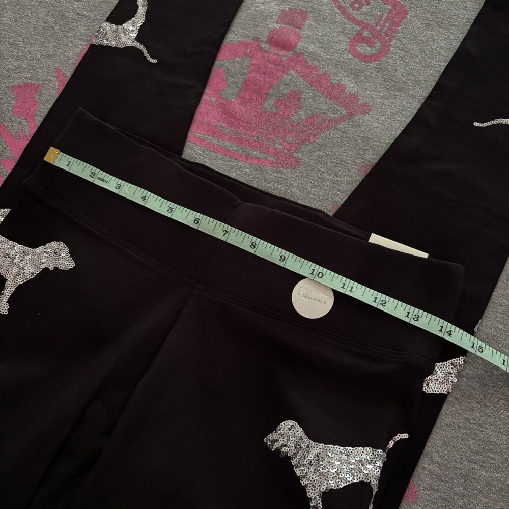 Victoria’s Secret PINK Silver Sequin Bling Skinny Pup Dog Leggings NWT Small HTF - Picture 4 of 6
